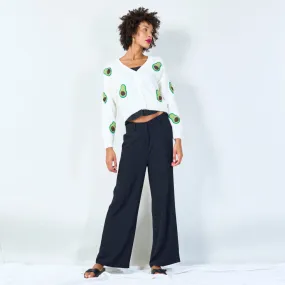 Avocado print knit cardigan wholesale