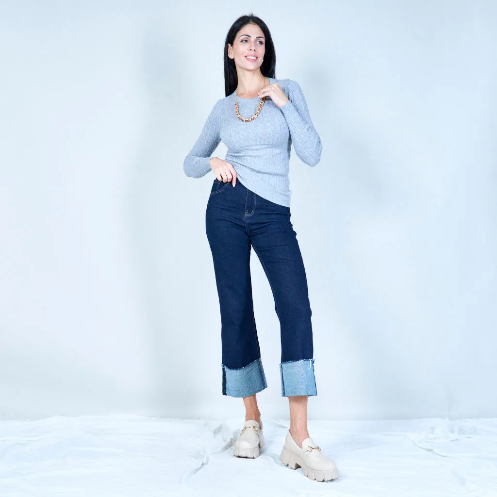 Cable-knit crew neck sweater wholesale