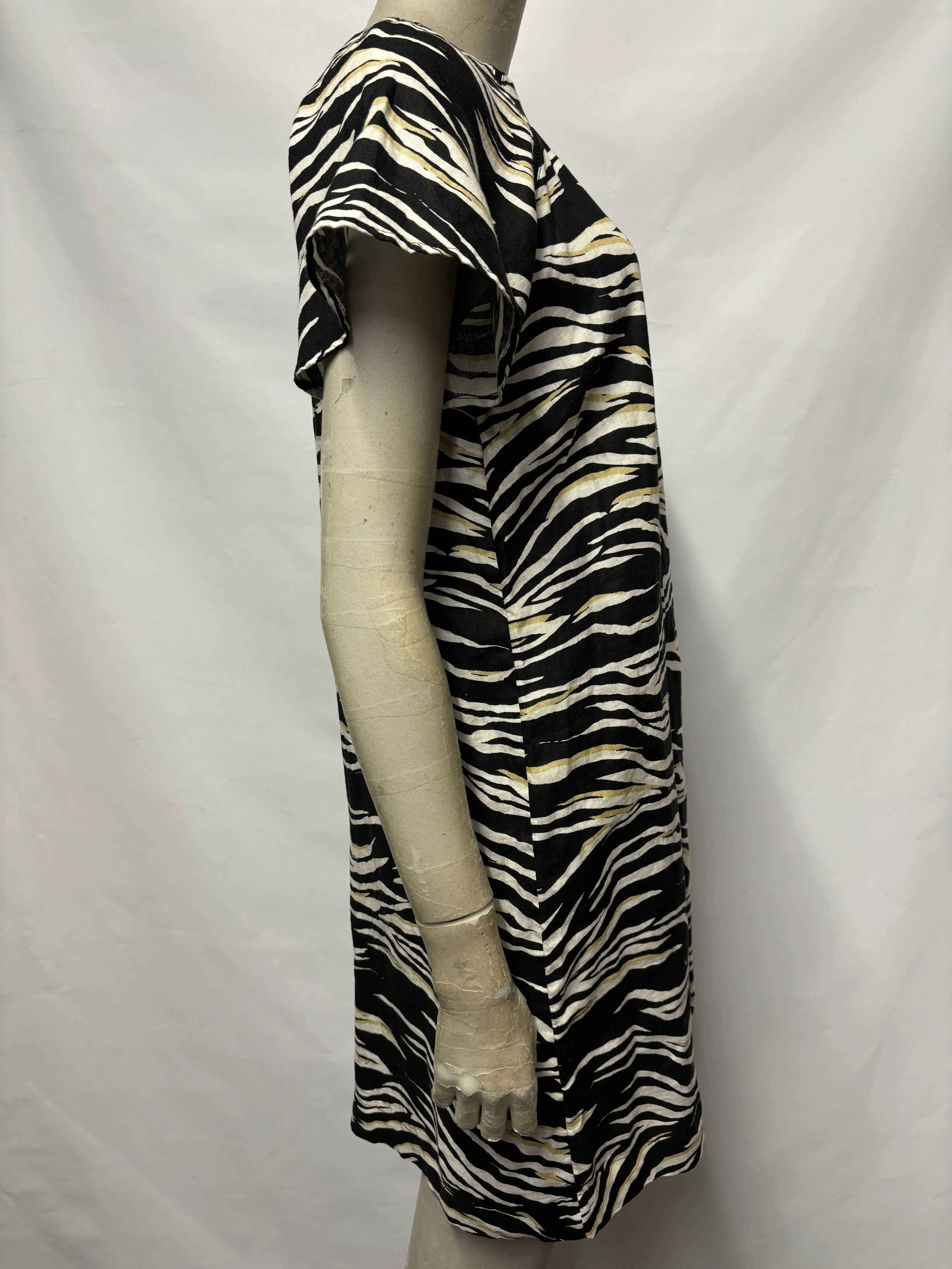 Next Black and White Tiger Print Linen Dress 6