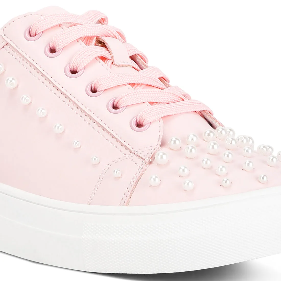 Pearl Embellished Slip On Sneakers