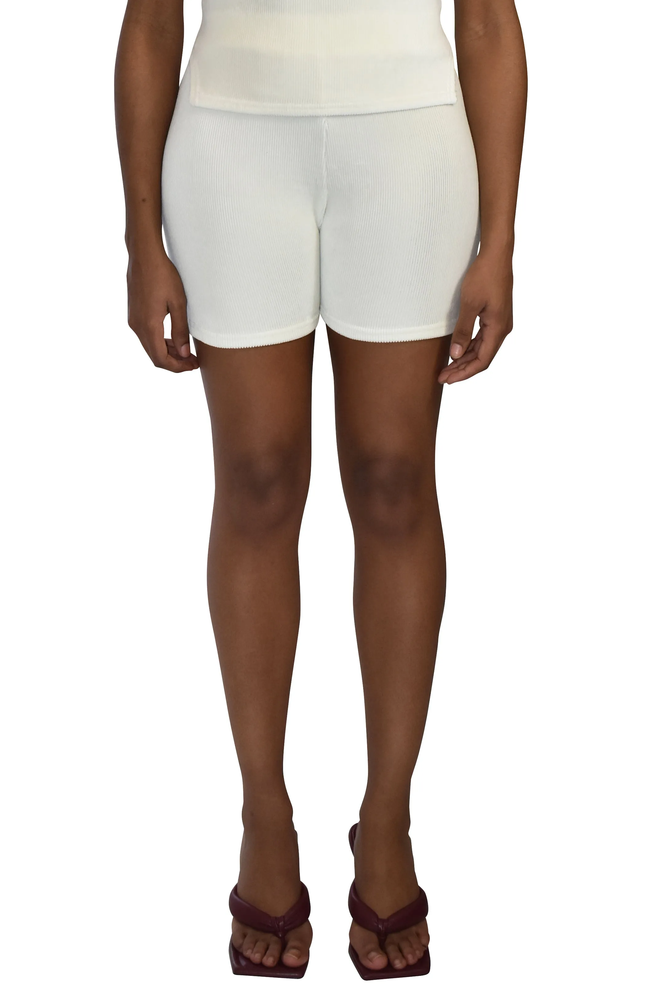 Rib Cotton Velvet Mix 'Marilyn' Shorts Ivory