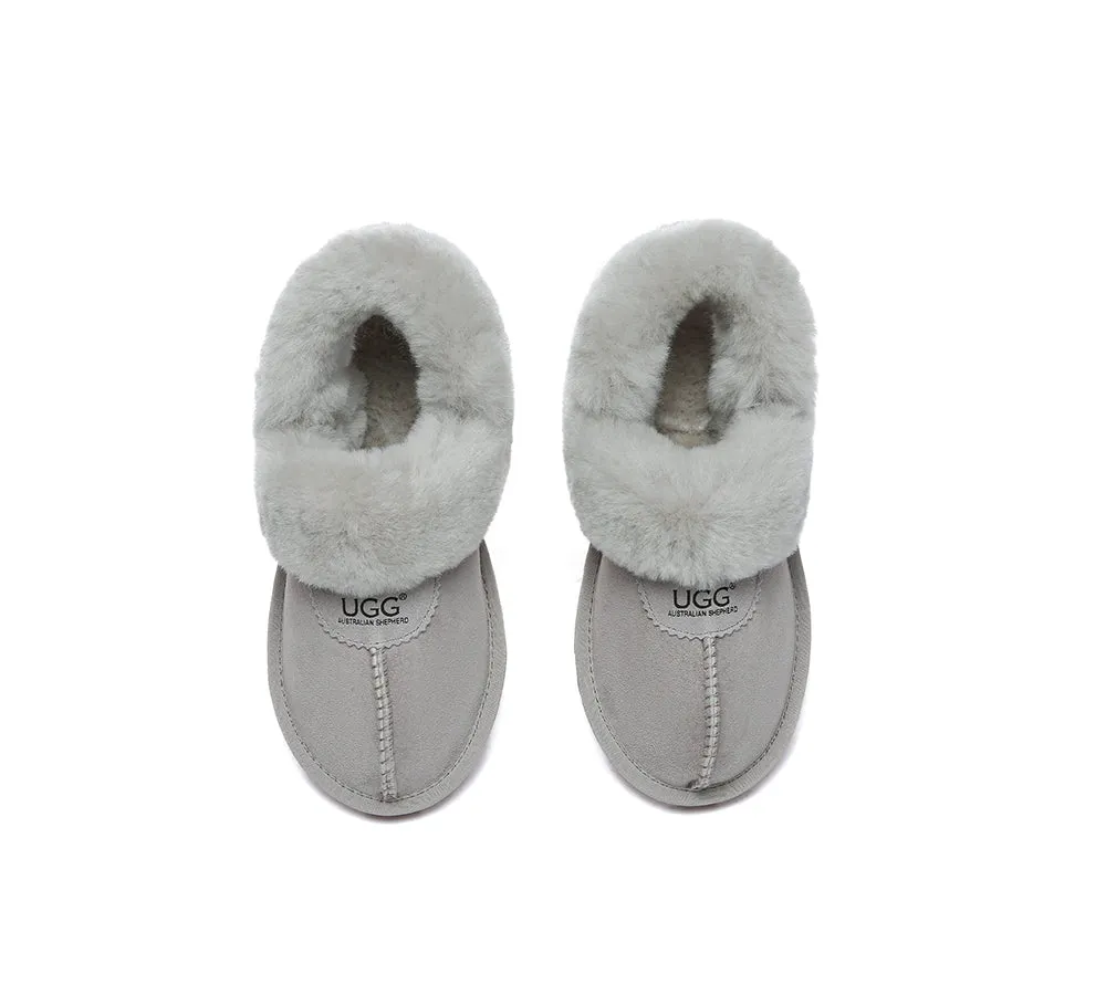 Women Removable Wool Fluffy Strap Slingback  Slippers Waffle