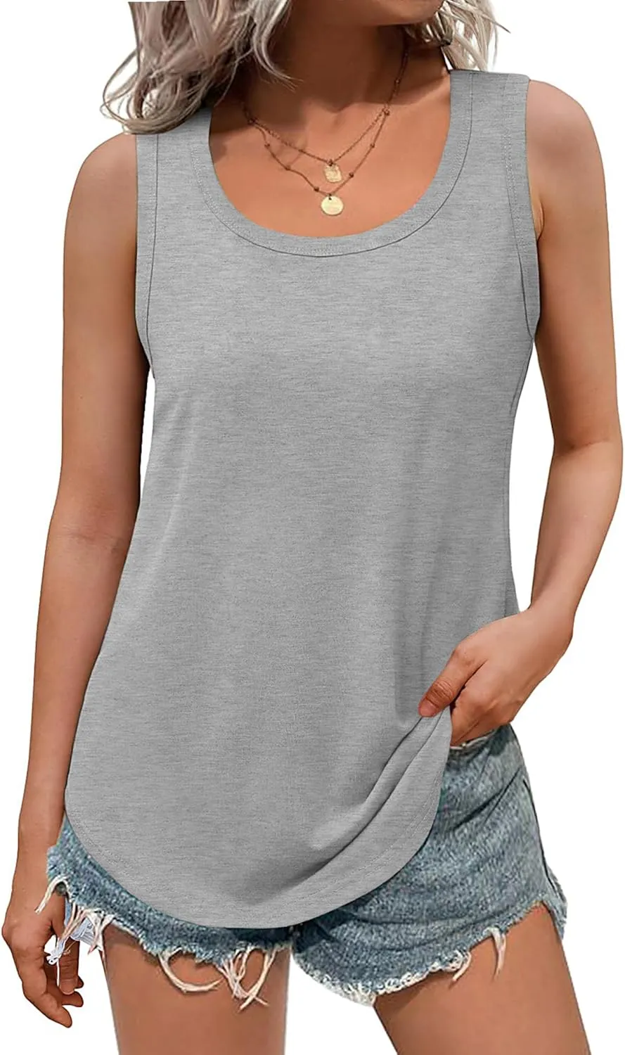 Zeagoo Womens Loose Fit Tank Tops Scoop Neck Tops